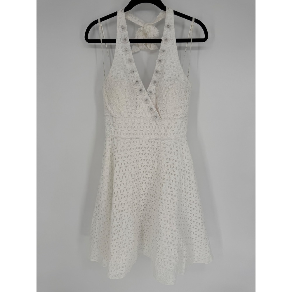 LILLY PULITZER WILLA HALTER MIDI DRESS RESORT WHITE OVAL FLOWER PETAL EYELET 6